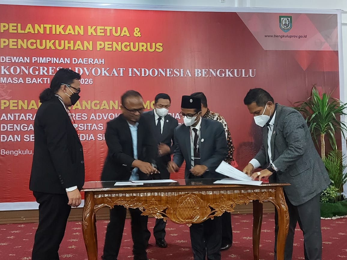 SMSI Provinsi Bengkulu Teken MoU dengan Kongres Advokat Indonesia Bengkulu